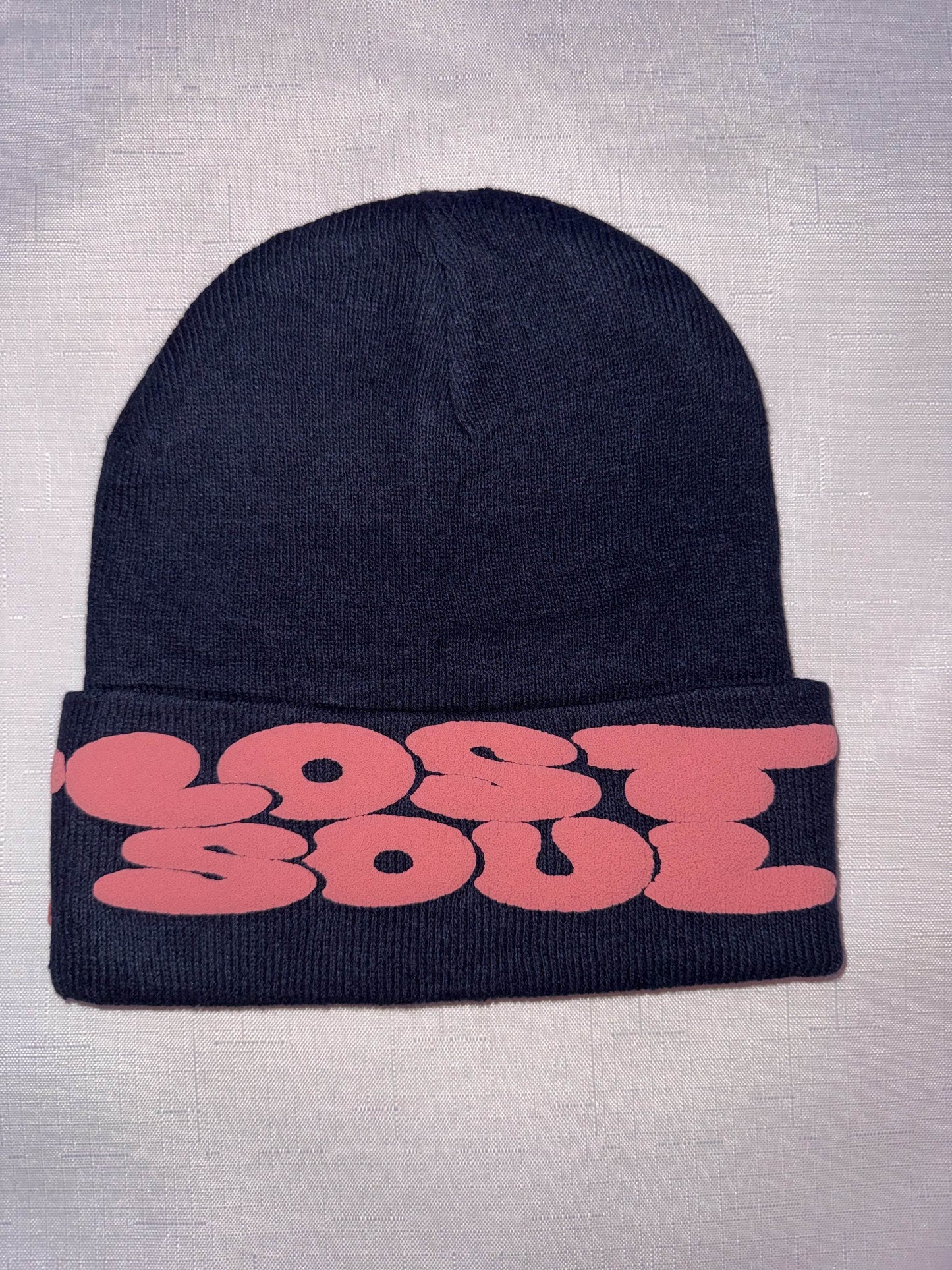 Lost Soul DARK GREY/PINK Puff Print Beanie