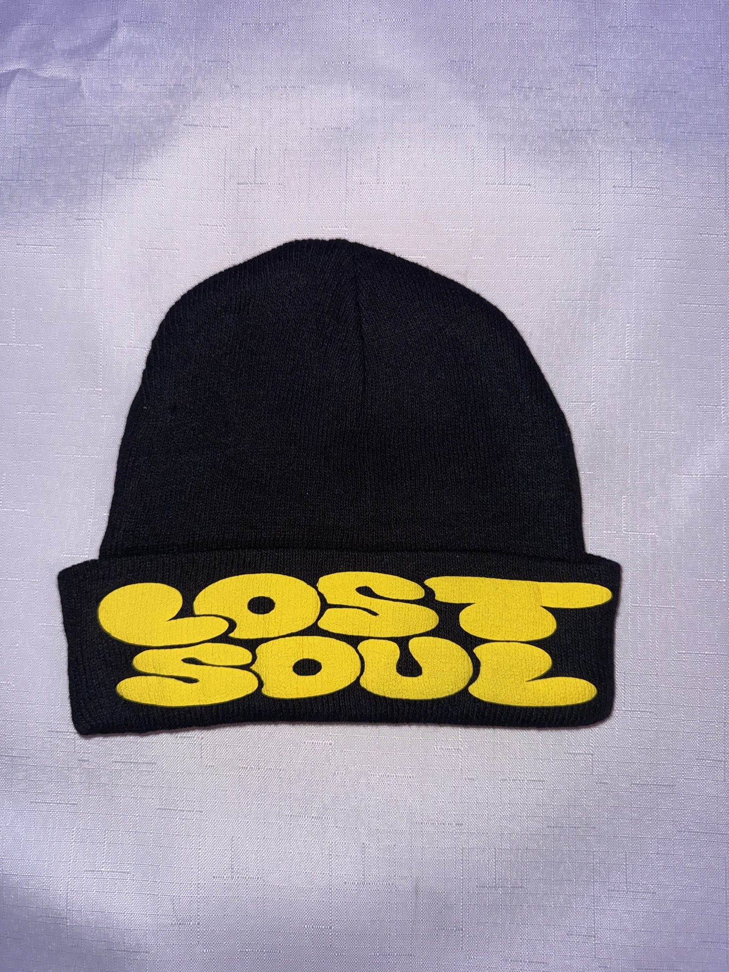 Lost Soul BLACK/YELLOW Puff Print Beanie