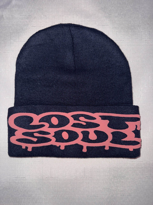 Lost Soul DARK GREY/PINK Puff Print Beanie