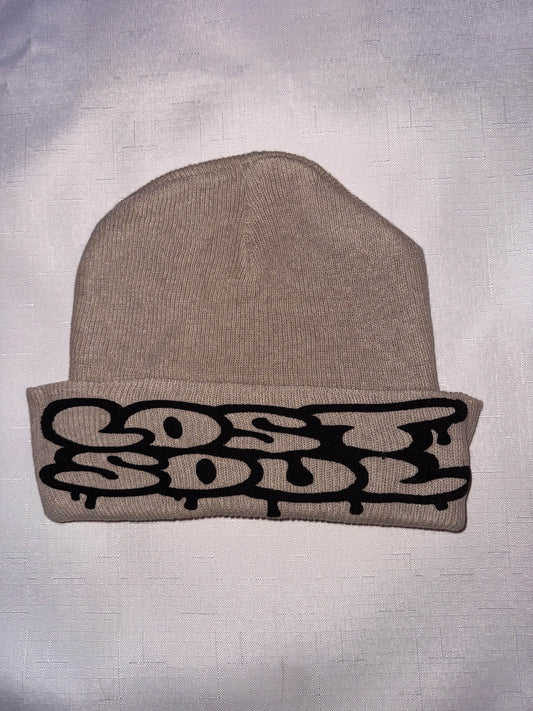 Lost Soul CREAM/BLACK Puff Print Beanie
