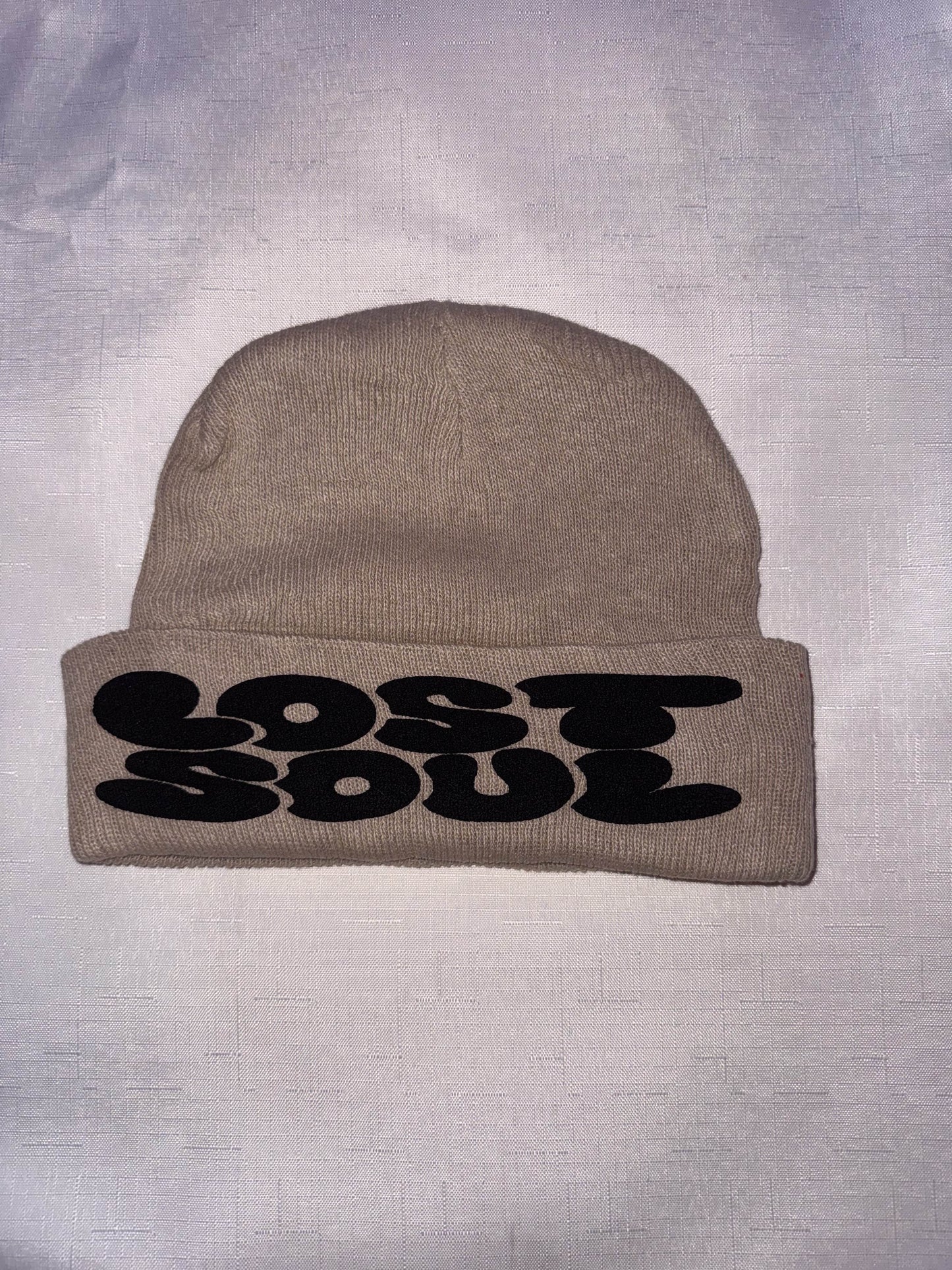 Lost Soul CREAM/BLACK Puff Print Beanie