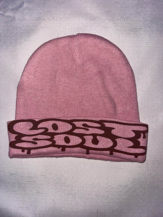 Lost Soul PINK/BROWN Puff Print Beanie