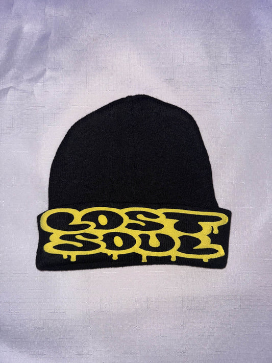 Lost Soul BLACK/YELLOW Puff Print Beanie
