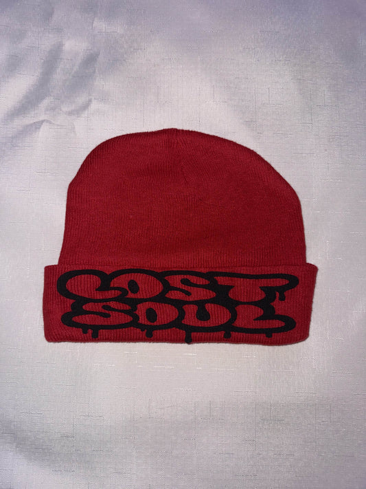 Lost Soul RED/BLACK Puff Print Beanie